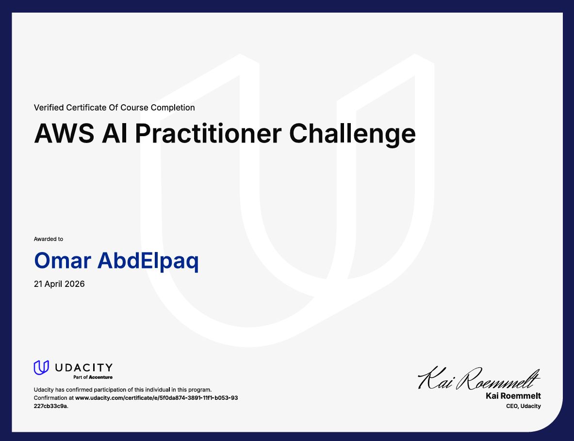 AWS AI Practitioner Challenge certificate